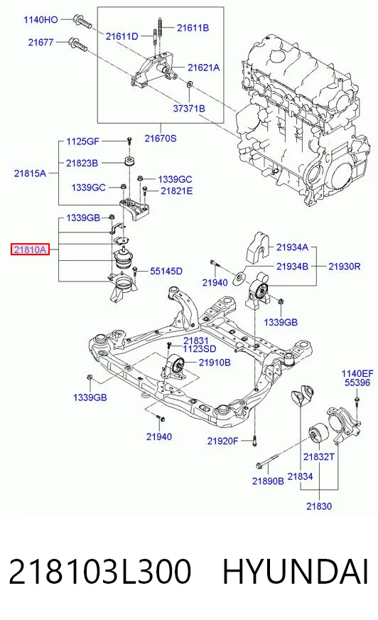 218103L300 Hyundai/Kia Poduszka (podpora) silnika prawa