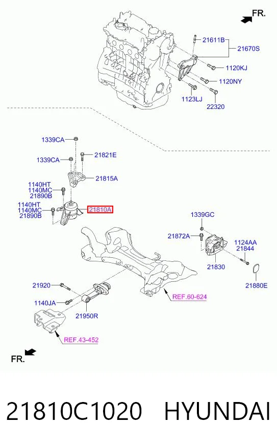 21810C1020 Hyundai/Kia Poduszka (podpora) silnika prawa