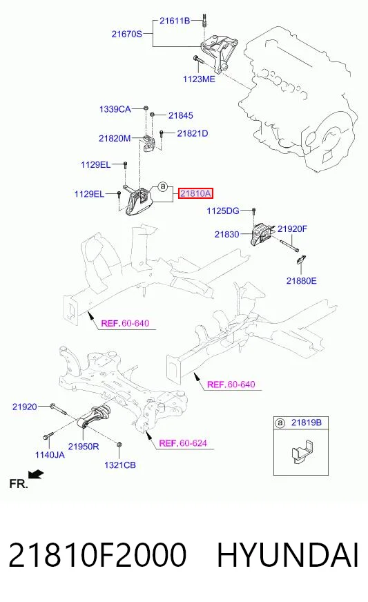 21810F2000 Hyundai/Kia Poduszka (podpora) silnika prawa