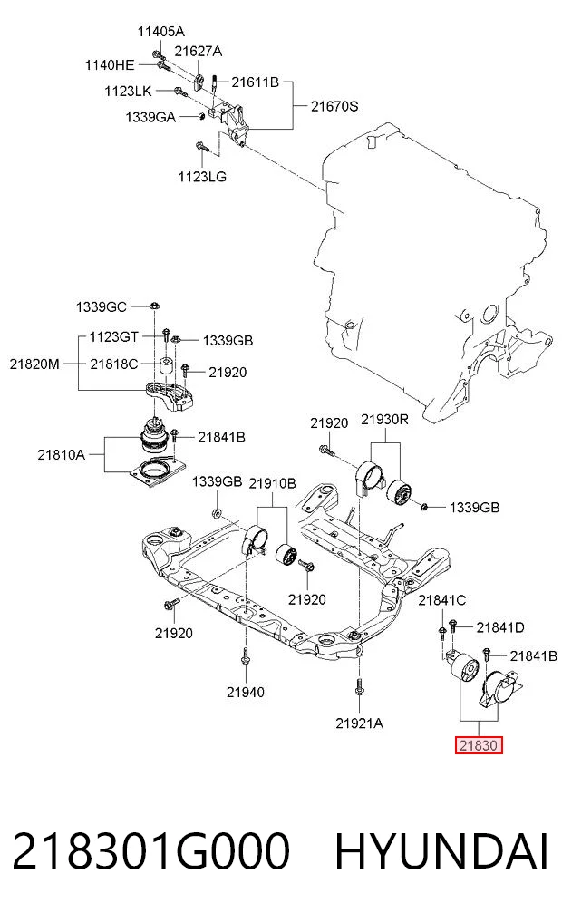 218301G000 Hyundai/Kia Poduszka (podpora) silnika lewa