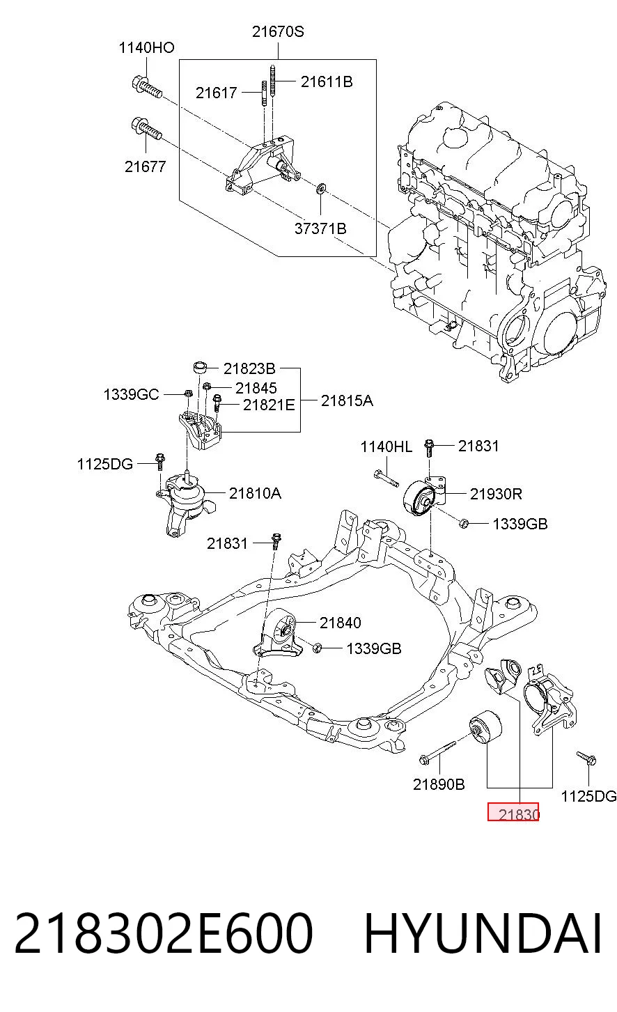 218302E600 Hyundai/Kia Poduszka (podpora) silnika lewa