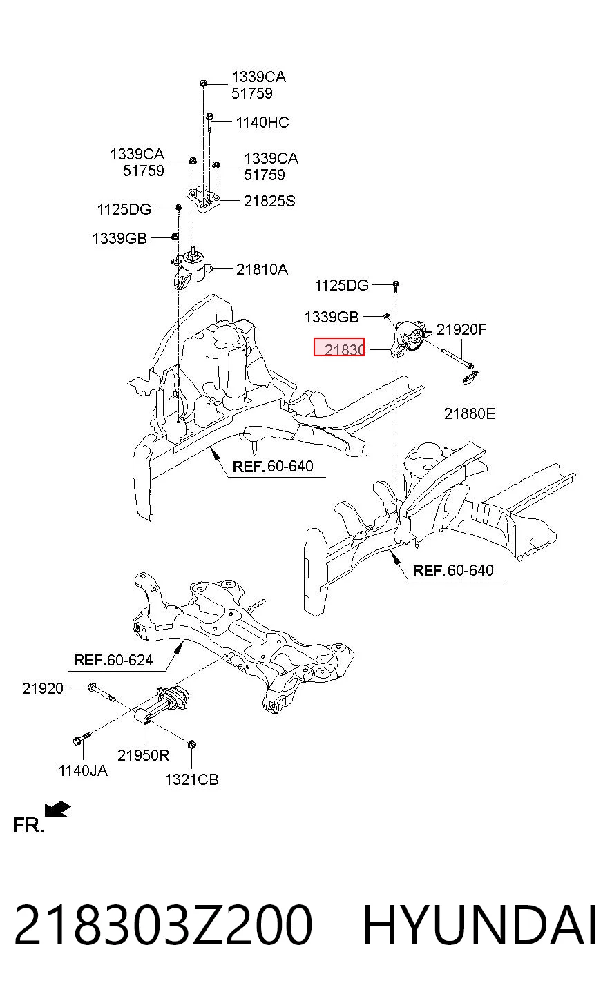 218303Z200 Hyundai/Kia Poduszka (podpora) silnika lewa