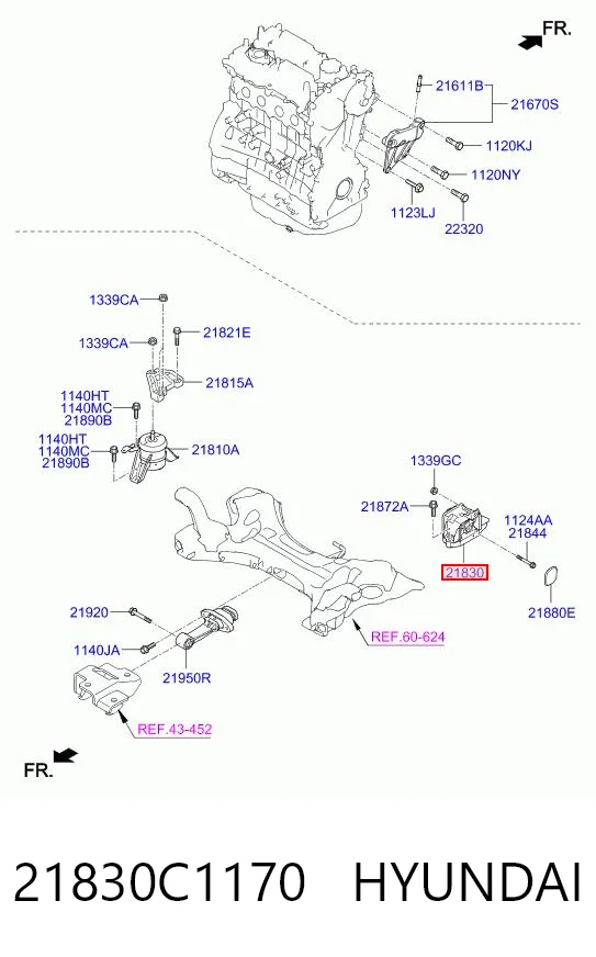 21830C1170 Hyundai/Kia Poduszka (podpora) silnika lewa