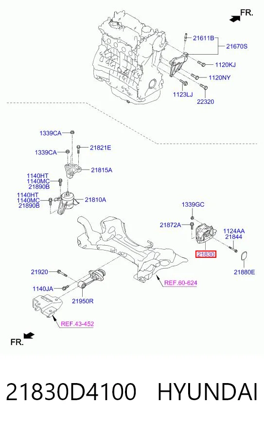 21830D4100 Hyundai/Kia Poduszka (podpora) silnika lewa