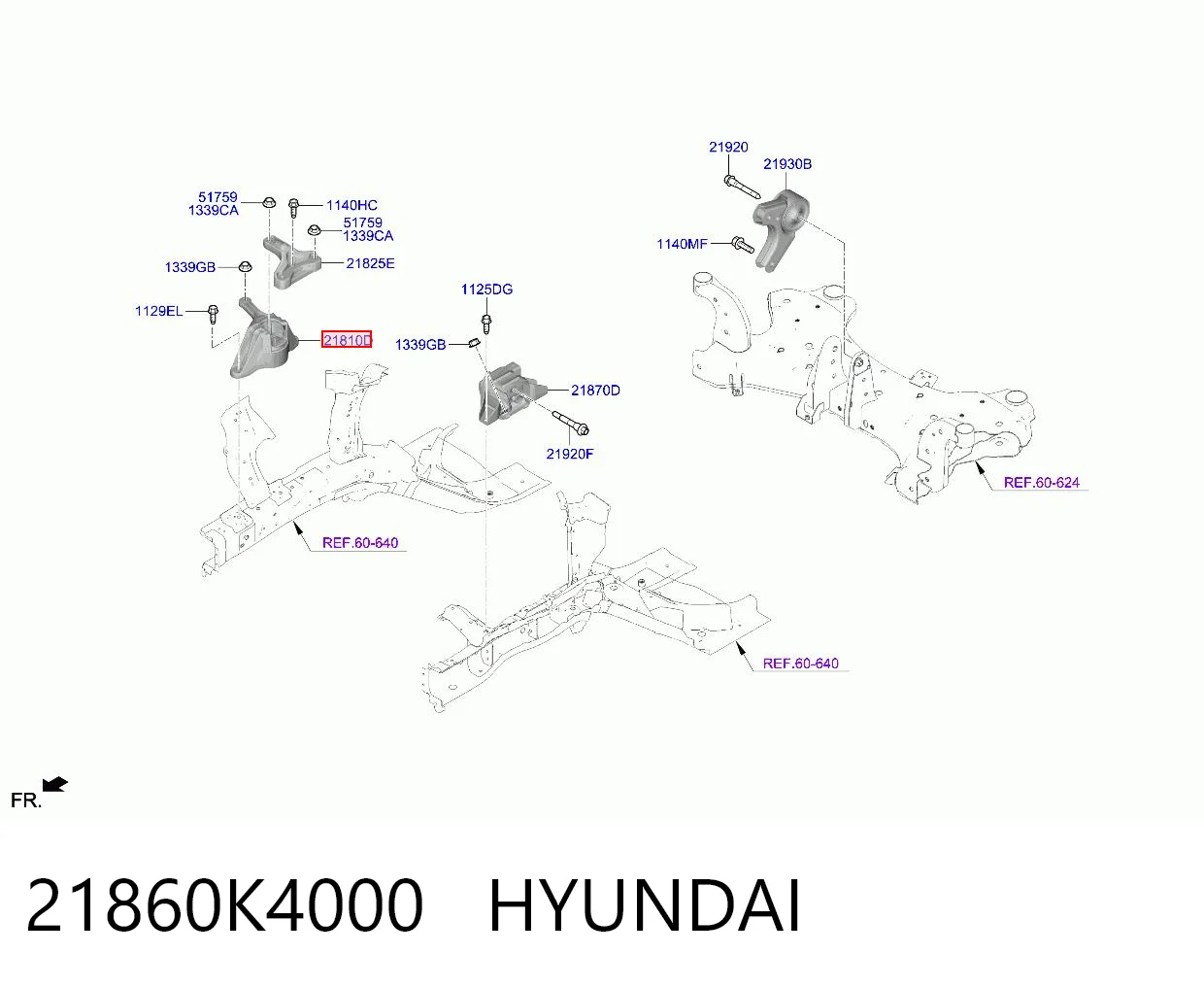 21860K4000 Hyundai/Kia Poduszka (podpora) silnika prawa