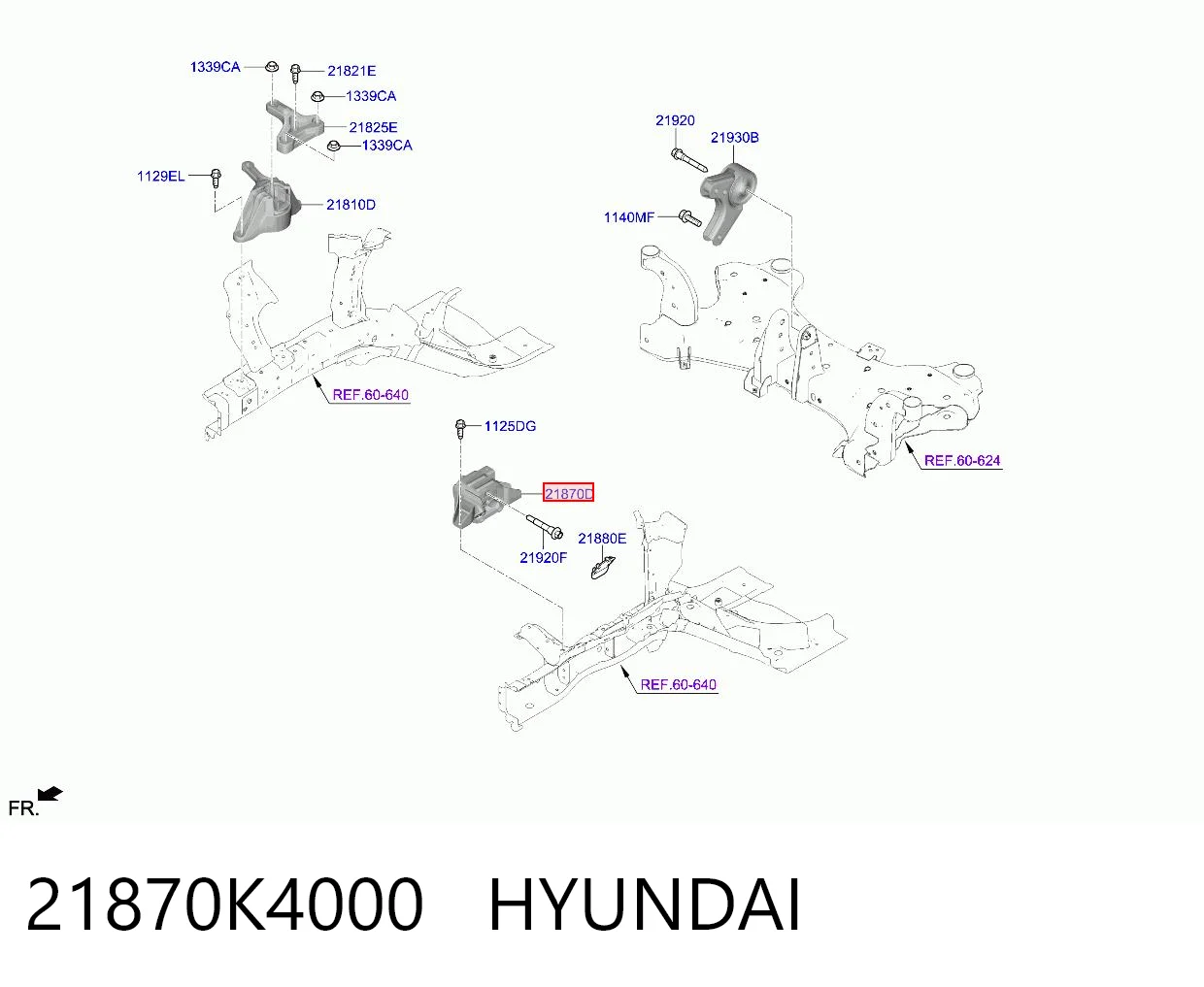 21870K4000 Hyundai/Kia Poduszka (podpora) silnika lewa