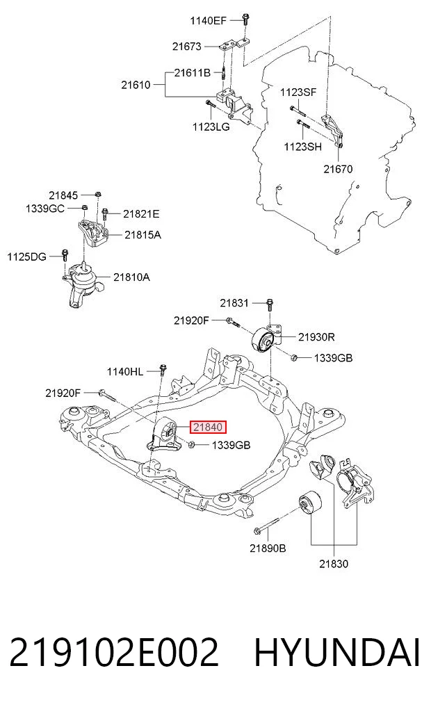 219102E002 Hyundai/Kia Poduszka (podpora) silnika przednia