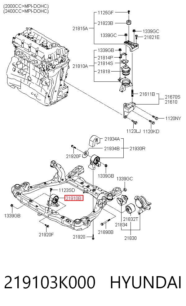 219103K000 Hyundai/Kia Poduszka (podpora) silnika przednia