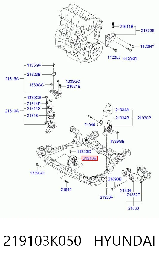 Do koszyka Poduszka (podpora) silnika przednia Hyundai Sonata V NF