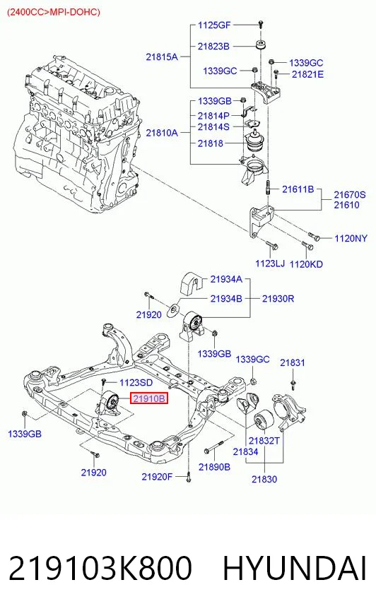 219103K800 Hyundai/Kia Poduszka (podpora) silnika przednia