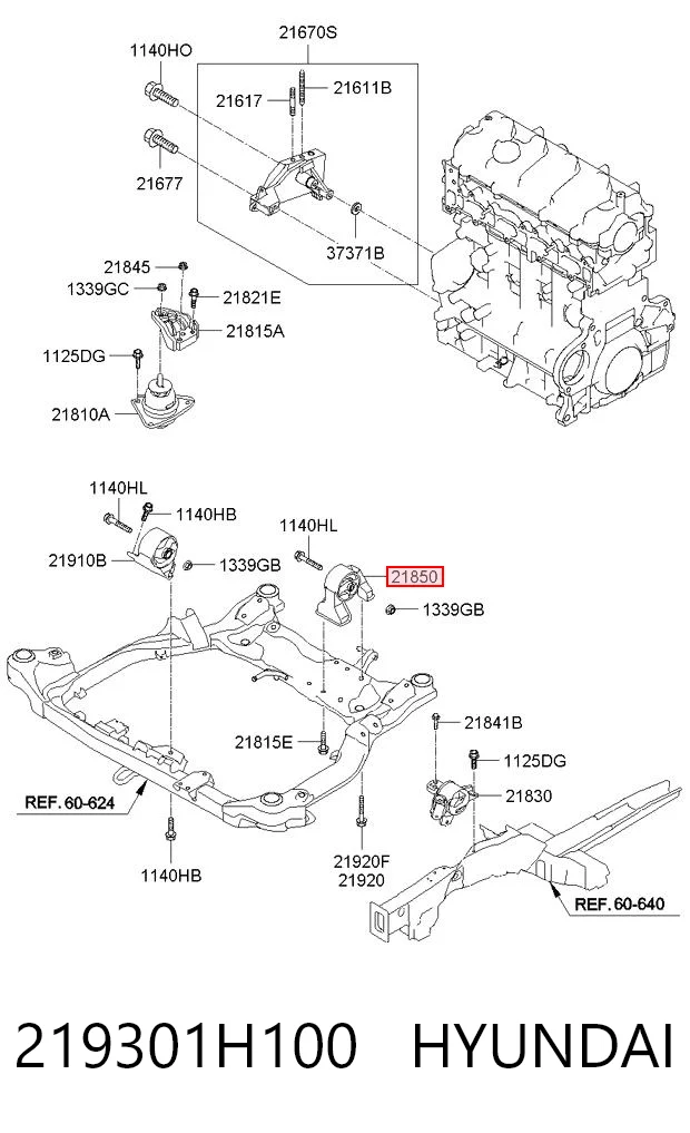 219301H100 Hyundai/Kia Poduszka (podpora) silnika tylna