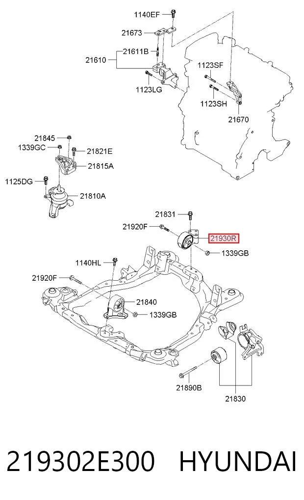 219302E300 Hyundai/Kia Poduszka (podpora) silnika tylna