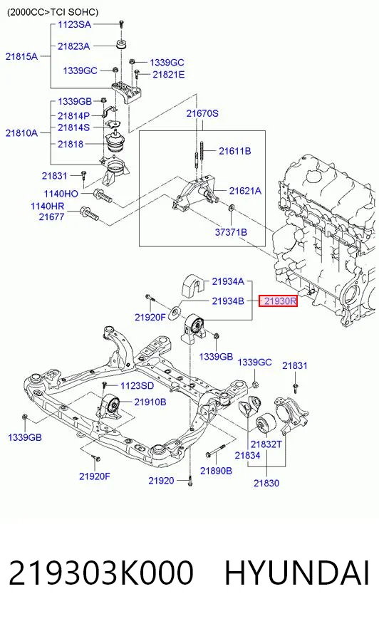 219303K000 Hyundai/Kia Poduszka (podpora) silnika tylna