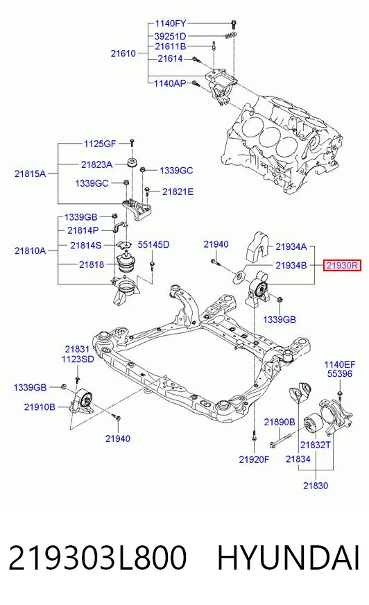 219303L800 Hyundai/Kia Poduszka (podpora) silnika tylna
