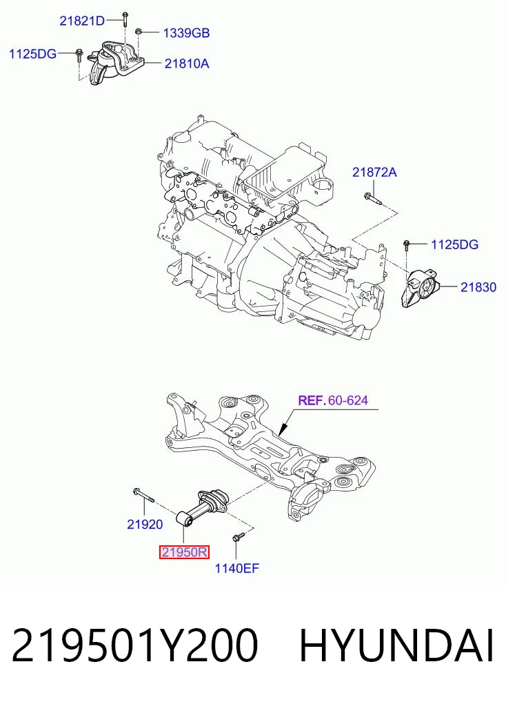219501Y200 Hyundai/Kia Poduszka (podpora) silnika dolna