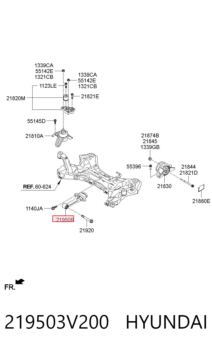 219503V200 Hyundai/Kia Poduszka (podpora) silnika przednia