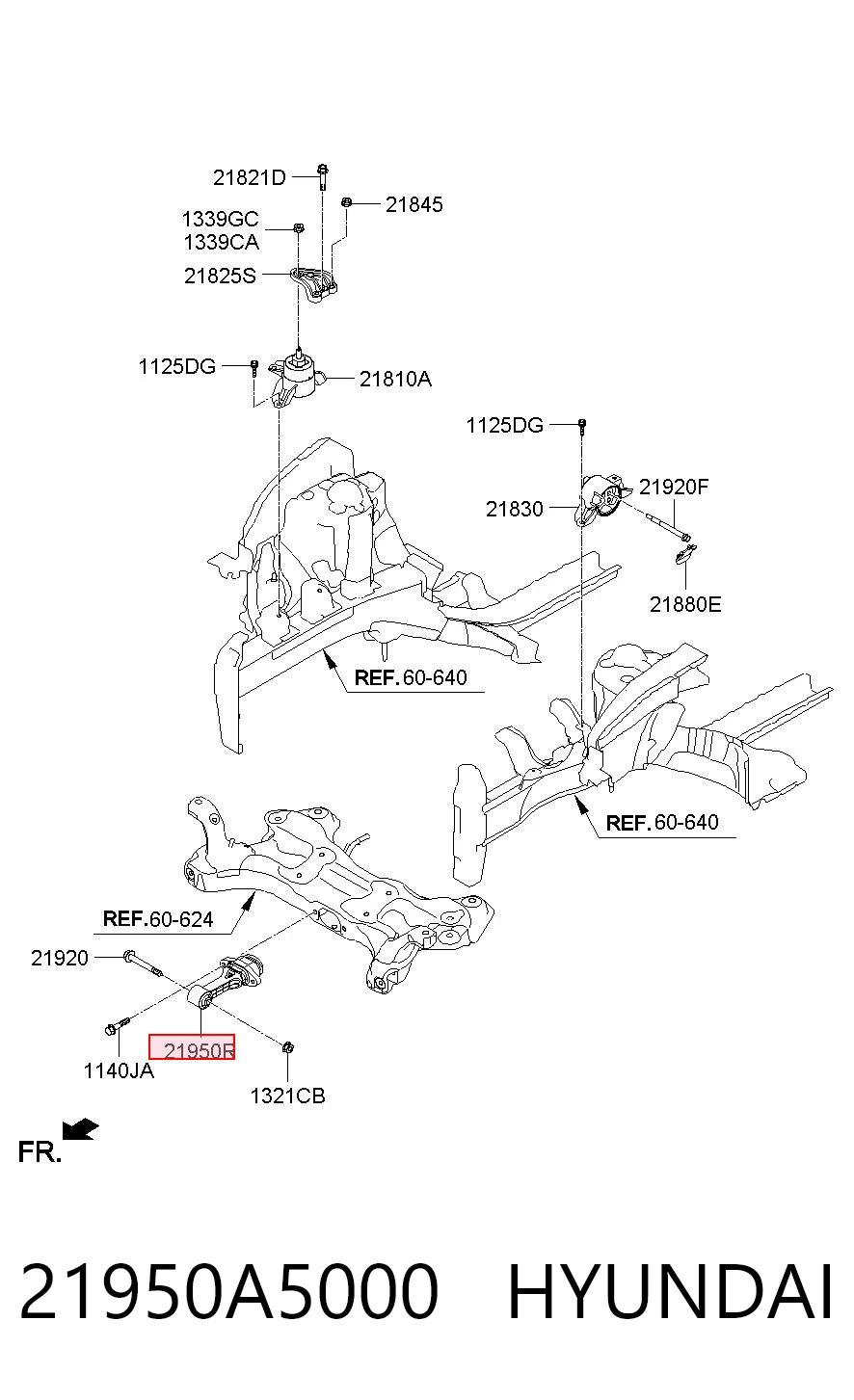 21950A5000 Hyundai/Kia Poduszka (podpora) silnika przednia