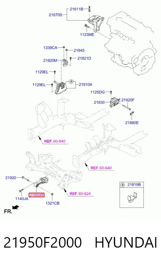 21950F2000 Hyundai/Kia Poduszka (podpora) silnika przednia