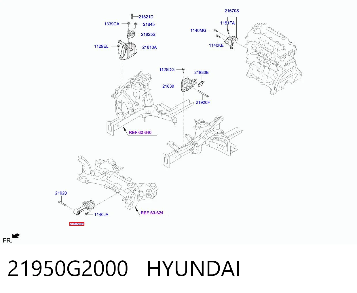 21950G2000 Hyundai/Kia Poduszka (podpora) silnika tylna