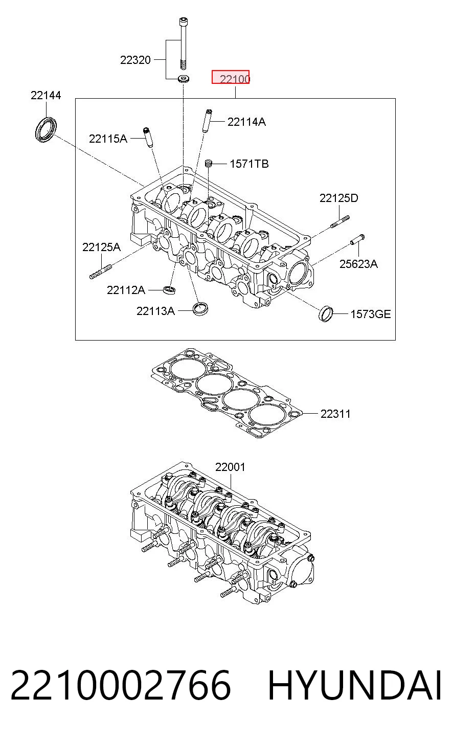 Do koszyka Głowica cylindrów Hyundai I10  PA