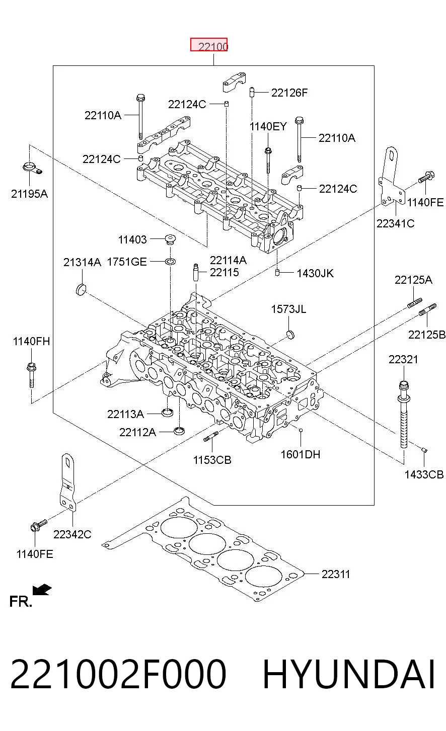 221002F000 Hyundai/Kia Głowica cylindrów
