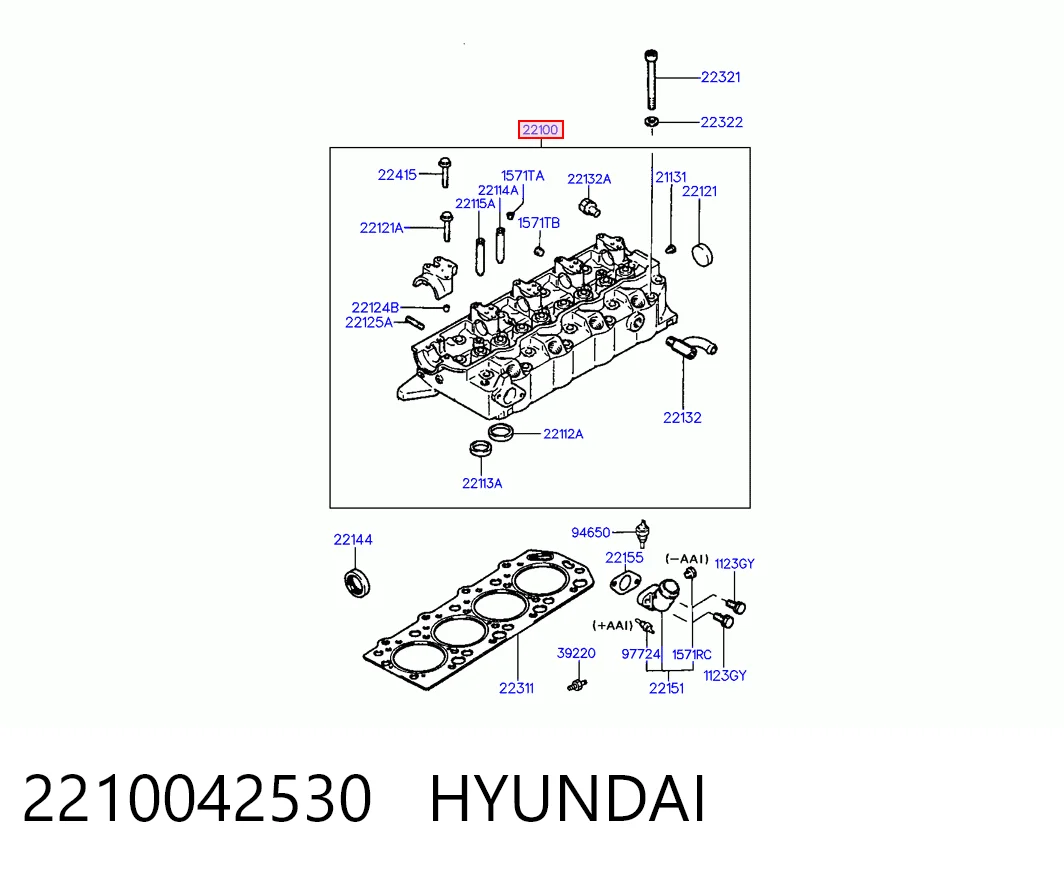2210042530 Hyundai/Kia Głowica cylindrów