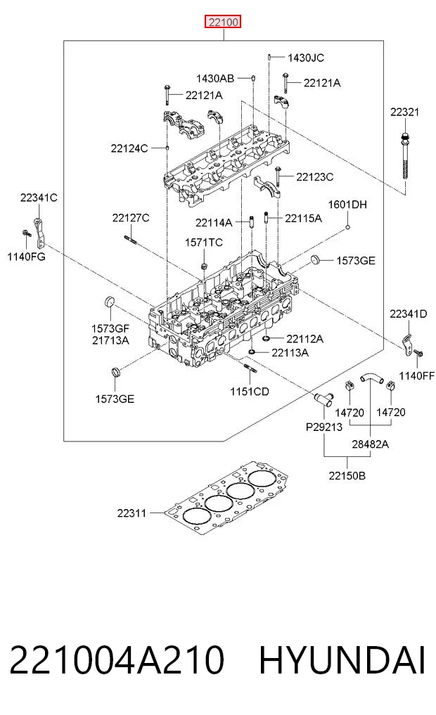 221004A210 Hyundai/Kia Głowica cylindrów