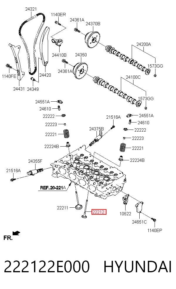 222122E000 Hyundai/Kia Zawór wydechowy