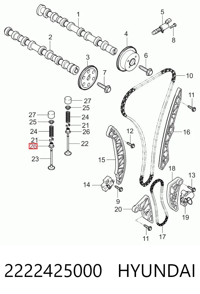 2222425000 Hyundai/Kia Uszczelniacz zaworu dolotowego/wylotowego
