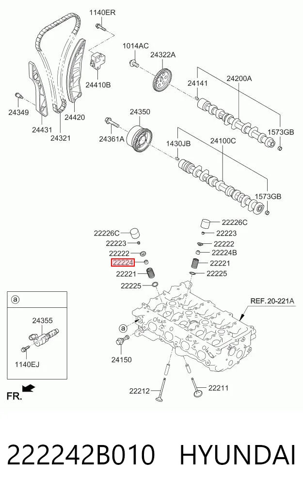 222242B010 Hyundai/Kia Uszczelniacz zaworu dolotowego