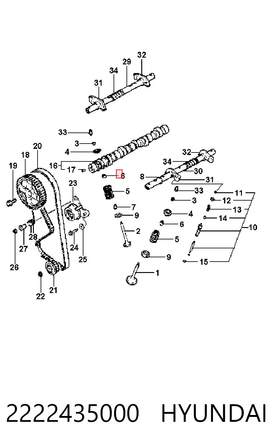  Uszczelniacz zaworu dolotowego/wylotowego Hyundai H-1 STAREX 