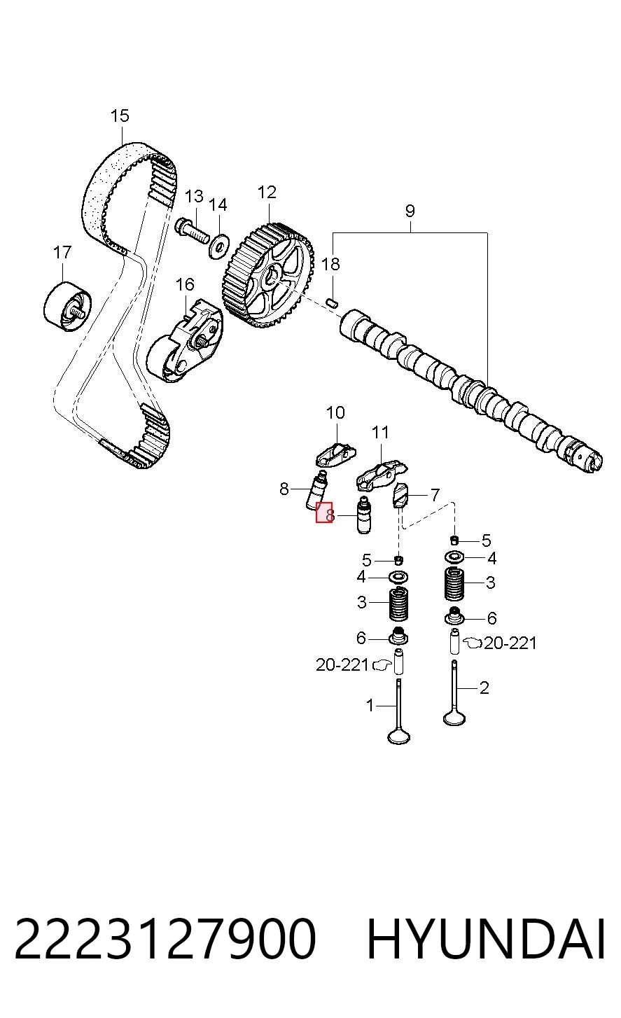  Kompensator hydrauliczny (popychacz hydrauliczny), popychacz zaworu Hyundai Santa Fe 2