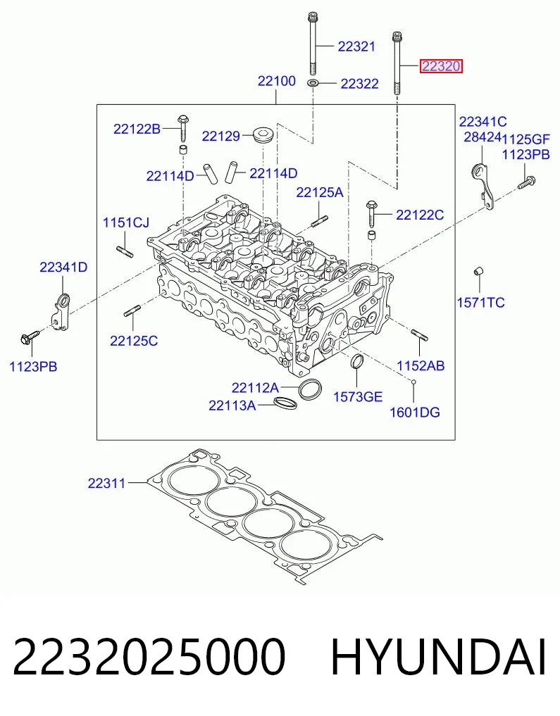 2232025000 Hyundai/Kia Śruba głowicy cylindrów