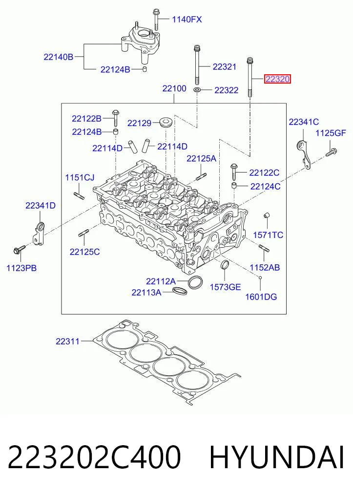 223202C400 Hyundai/Kia Śruba głowicy cylindrów