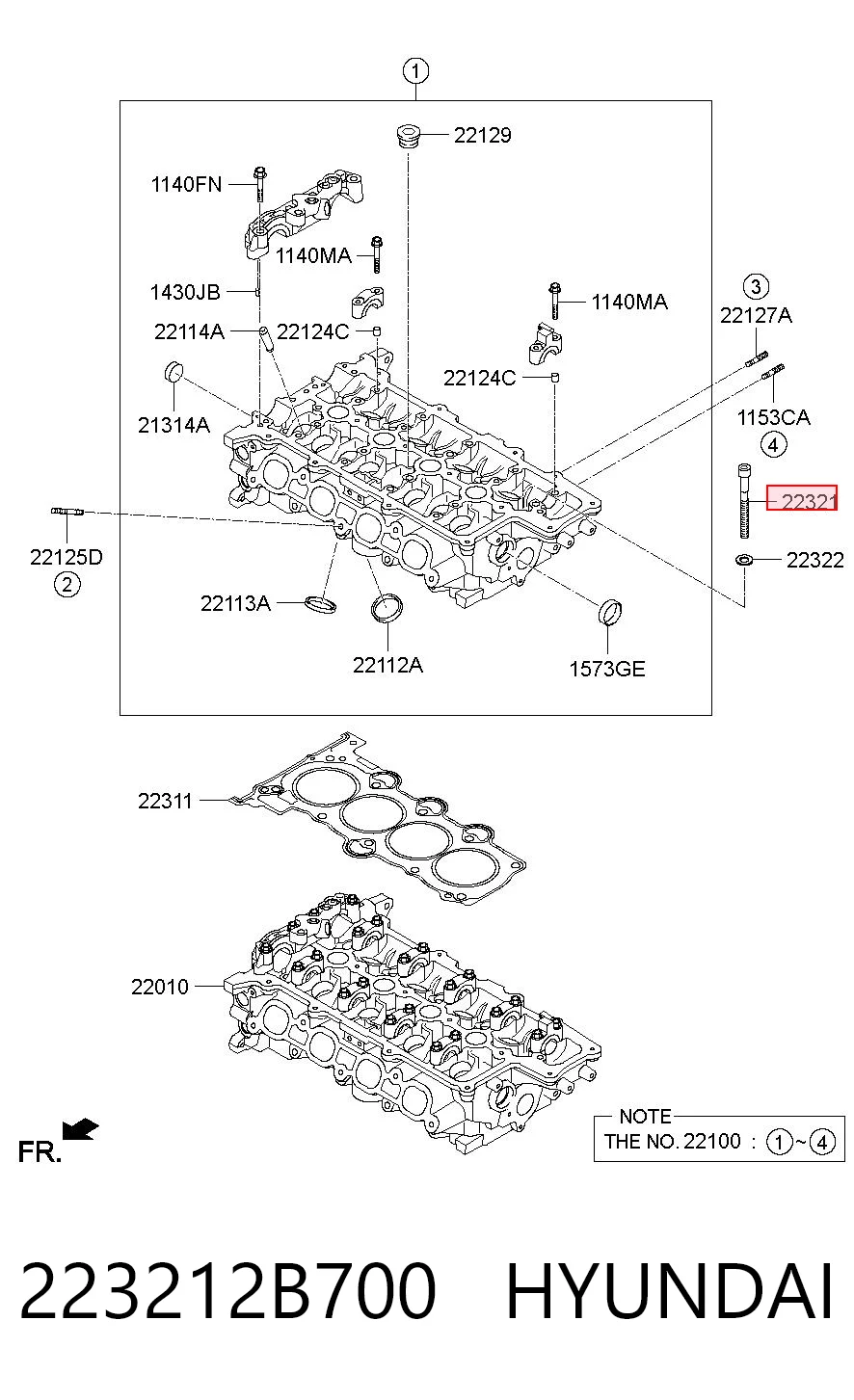 223212B700 Hyundai/Kia Śruba głowicy cylindrów