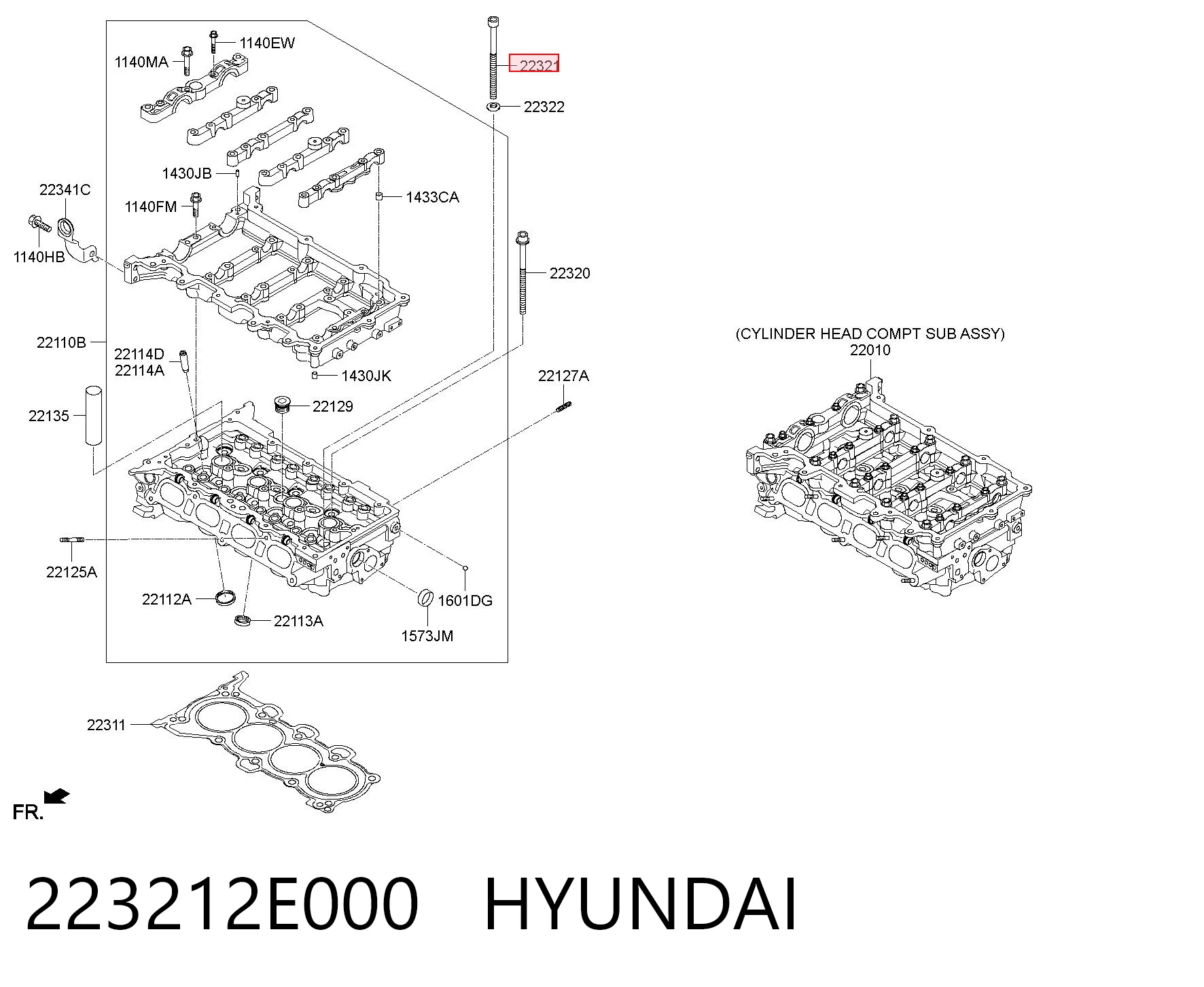223212E000 Hyundai/Kia Śruba głowicy cylindrów
