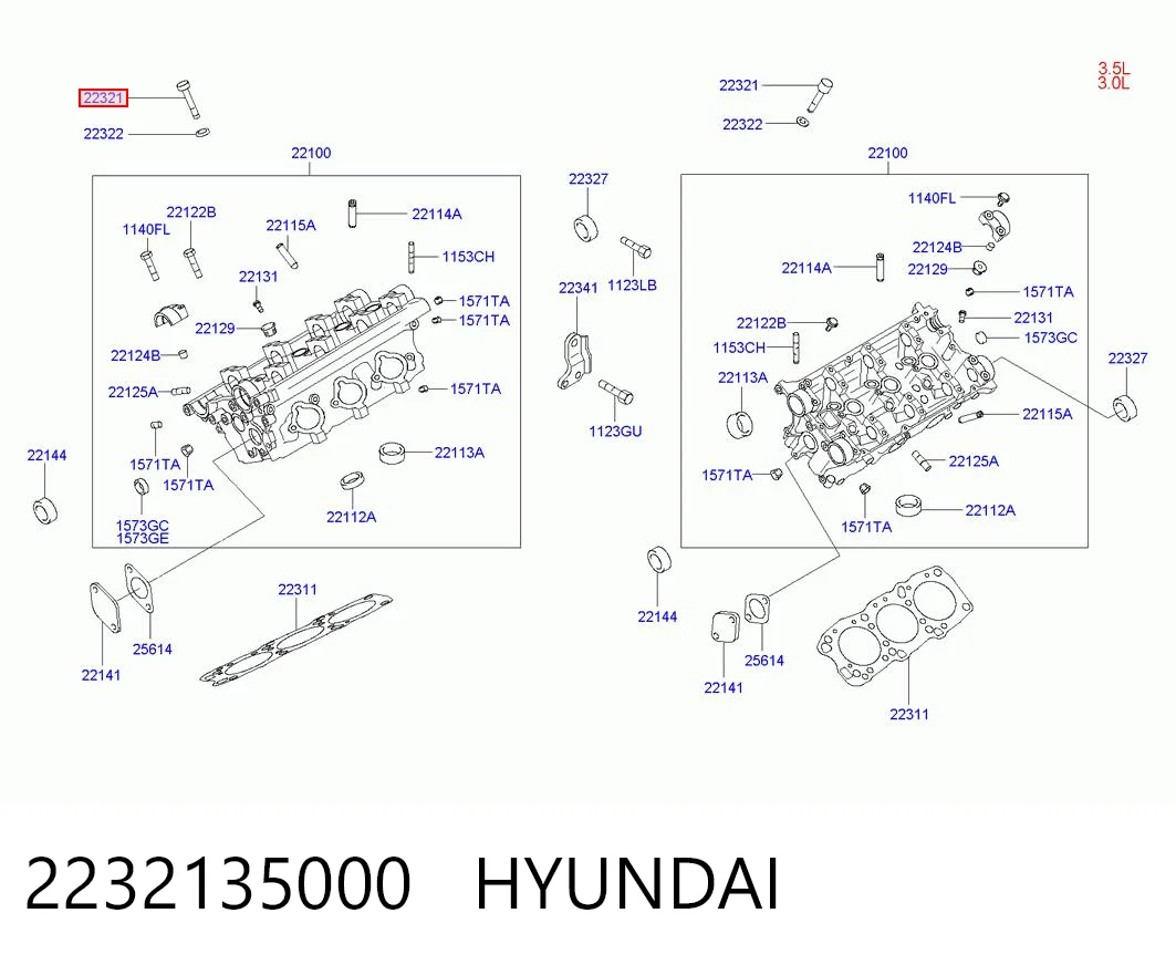 2232135000 Hyundai/Kia Śruba głowicy cylindrów