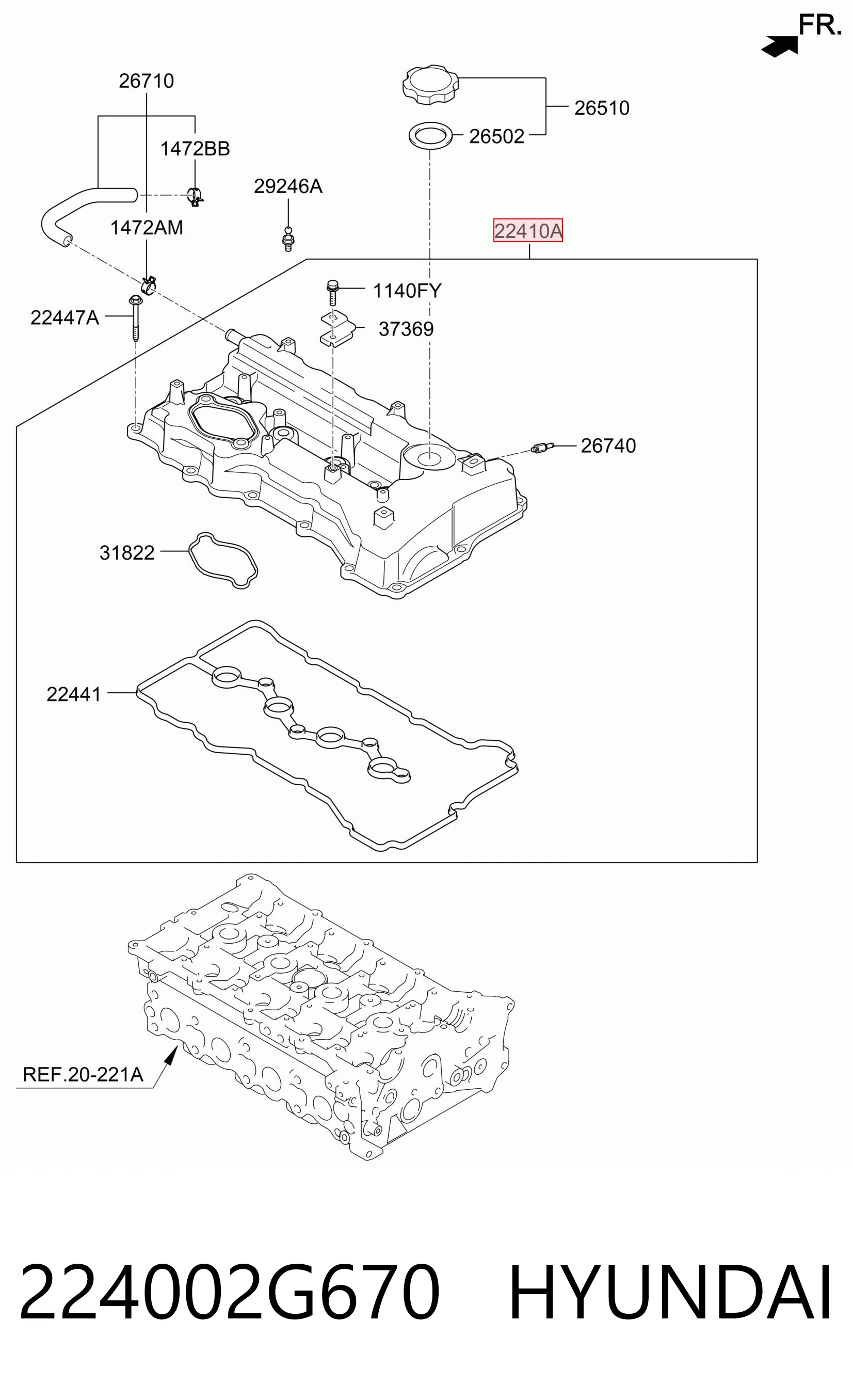 224002G670 Hyundai/Kia Pokrywa zaworowa