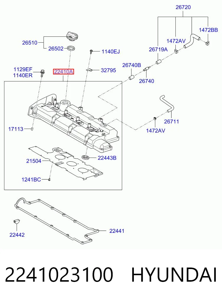 2241023100 Hyundai/Kia Pokrywa zaworowa