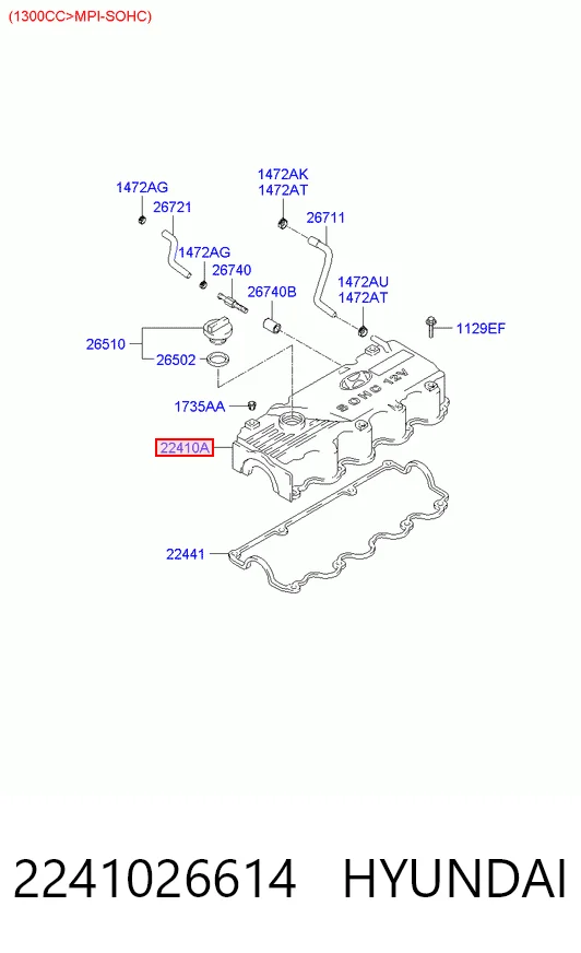 2241026614 Hyundai/Kia Pokrywa zaworowa