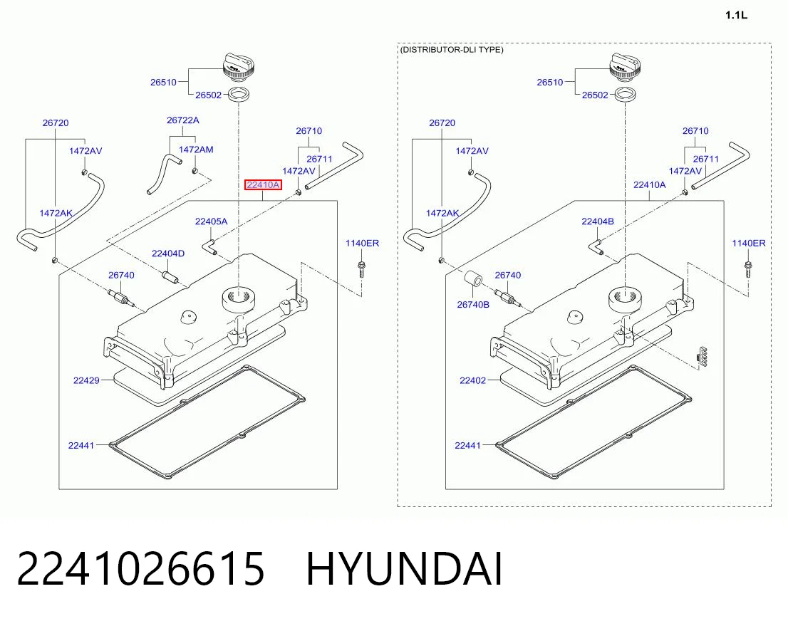 2241026615 Hyundai/Kia Pokrywa zaworowa