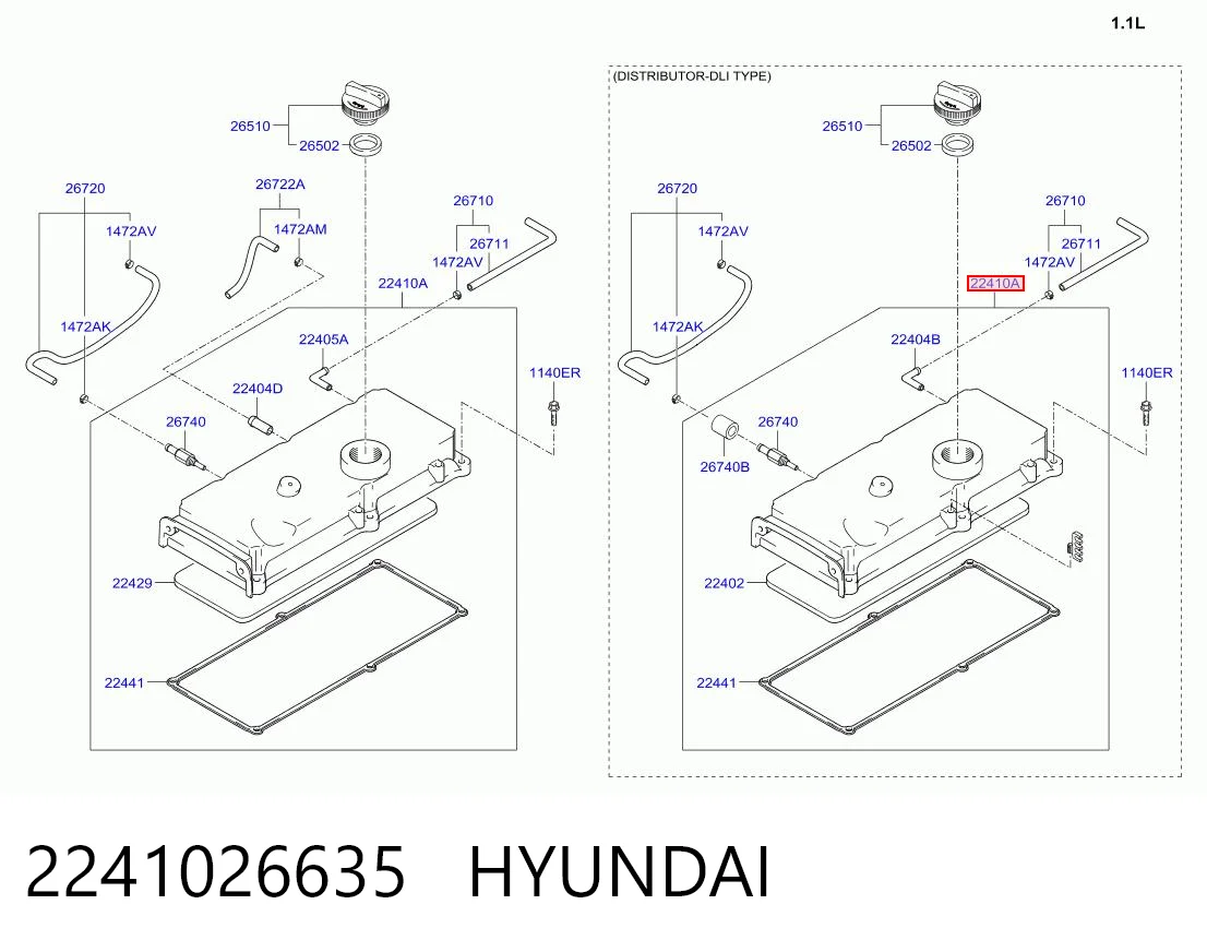 2241026635 Hyundai/Kia Pokrywa zaworowa