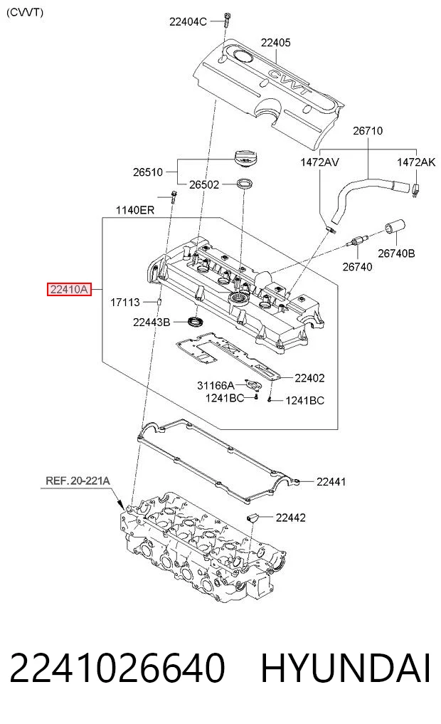 2241026640 Hyundai/Kia Pokrywa zaworowa