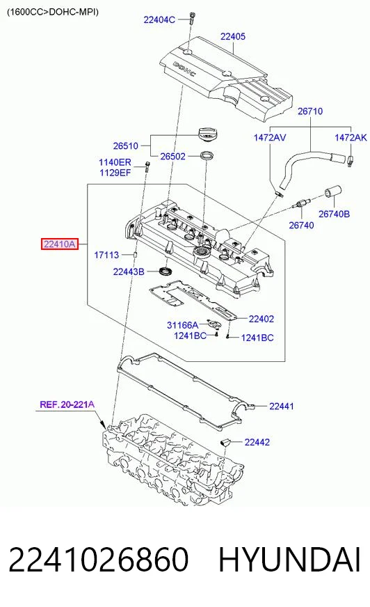 2241026860 Hyundai/Kia Pokrywa zaworowa