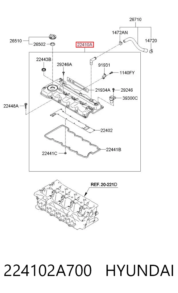 224102A700 Hyundai/Kia Pokrywa zaworowa
