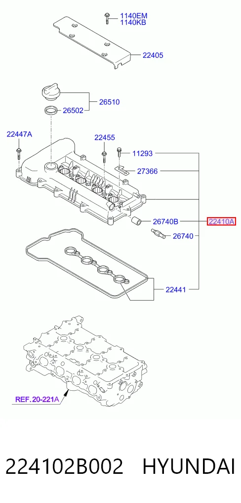 224102B002 Hyundai/Kia Pokrywa zaworowa