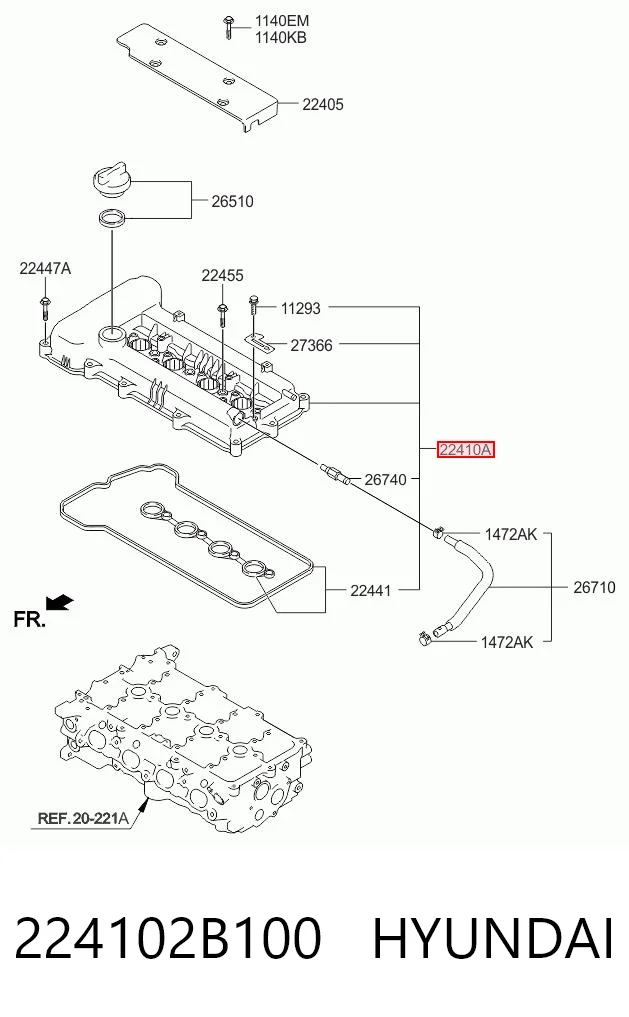 Pokrywa zaworowa do Hyundai Accent IV RB