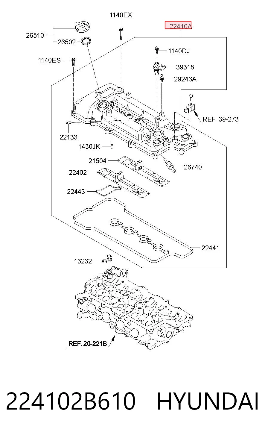224102B610 Hyundai/Kia Pokrywa zaworowa