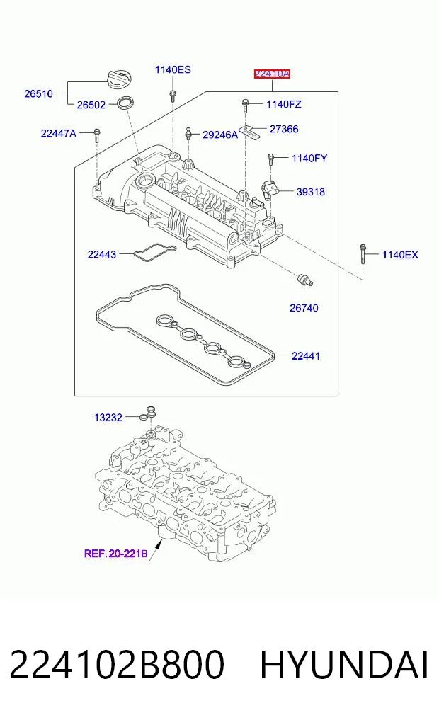224102B800 Hyundai/Kia Pokrywa zaworowa