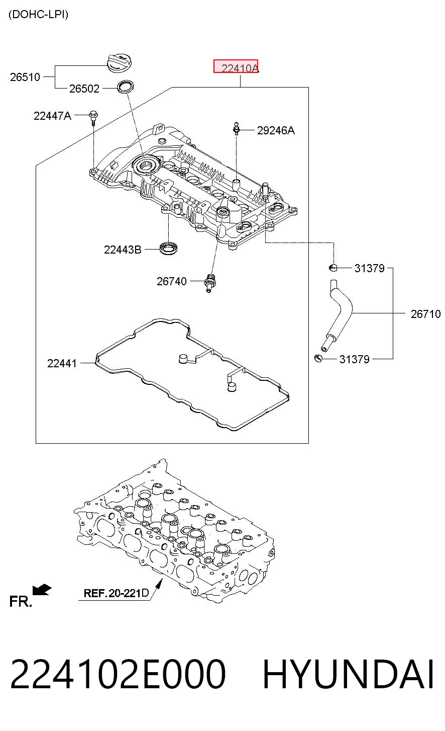 224102E000 Hyundai/Kia Pokrywa zaworowa